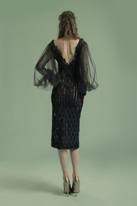 Textured Lace Midi Dress