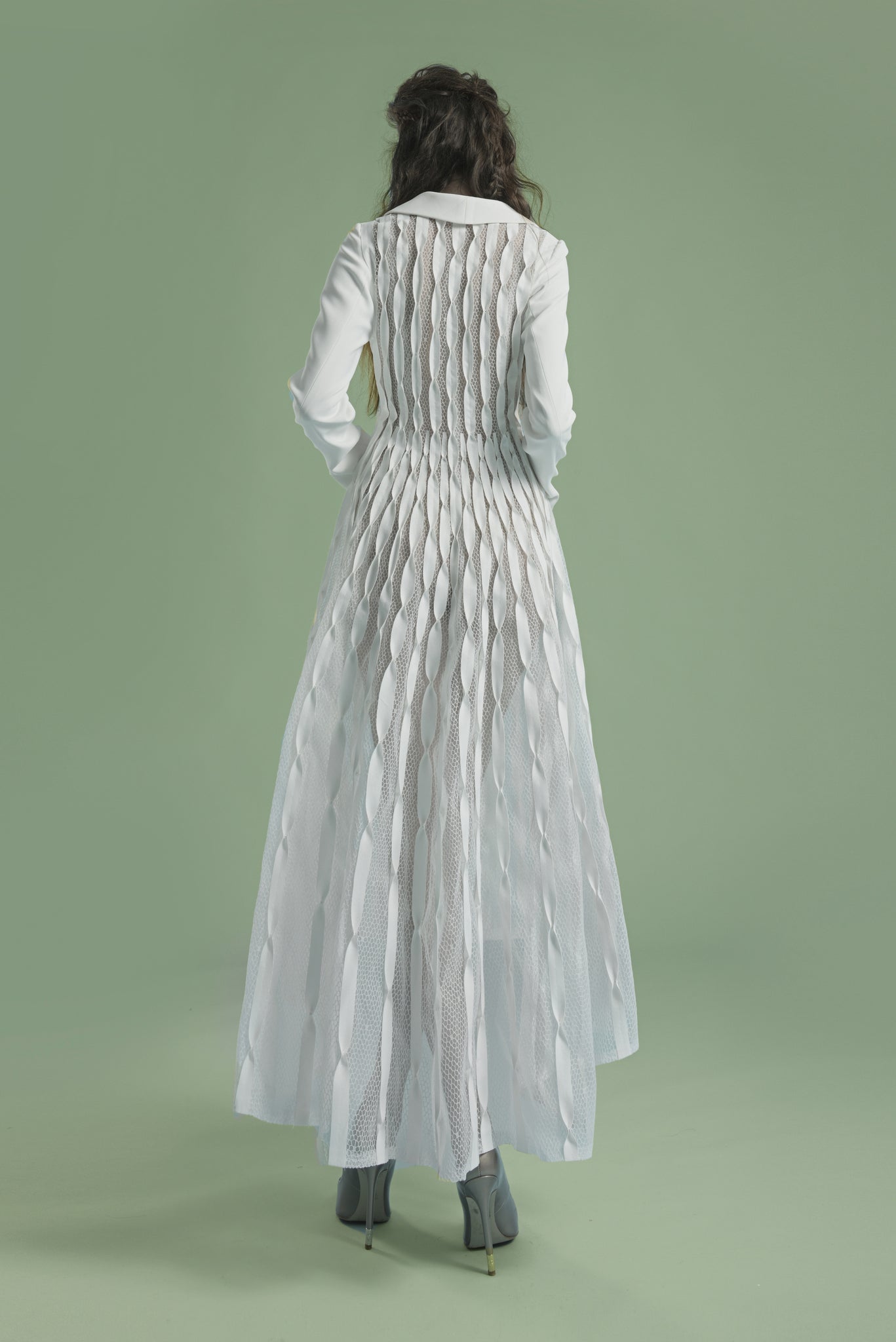 Ethereal Whispers Textured Lace Blazer Dress