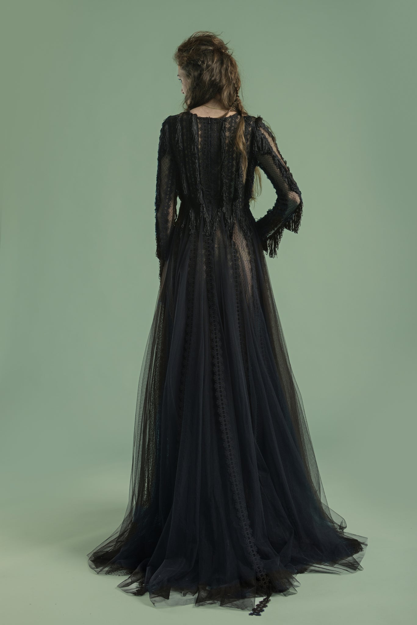 Lace Dress with Fringe Details