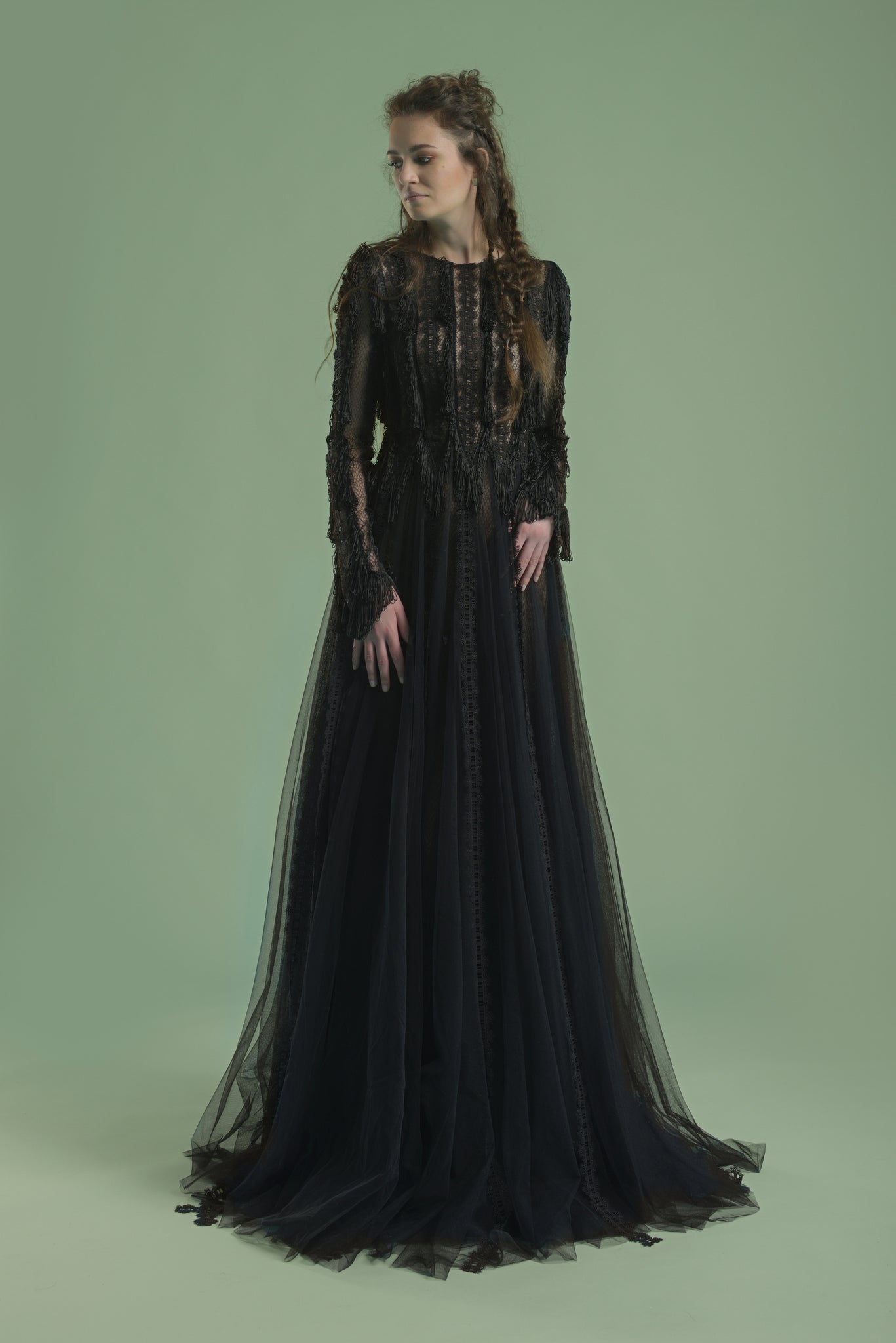 Lace Dress with Fringe Details