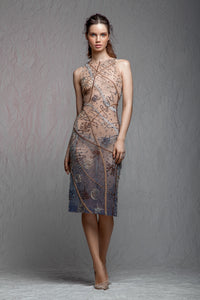 Earth's Elegance Midi Beaded Dress