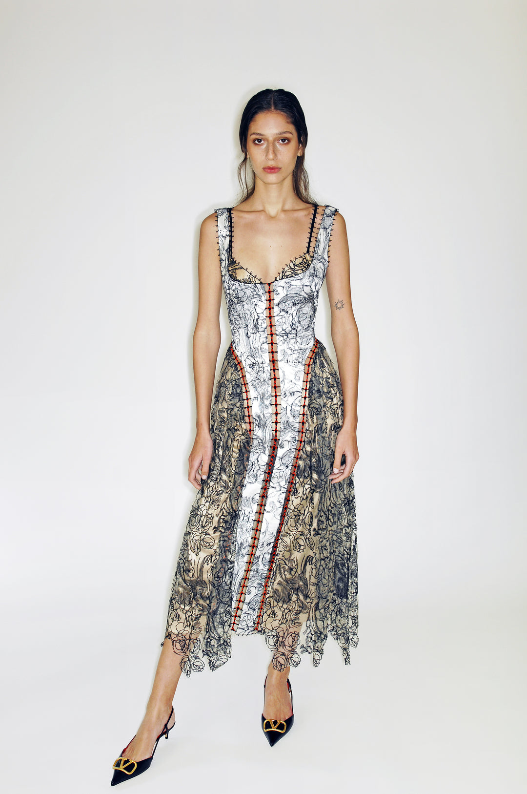 Crimson Trace Lace Midi Dress in White