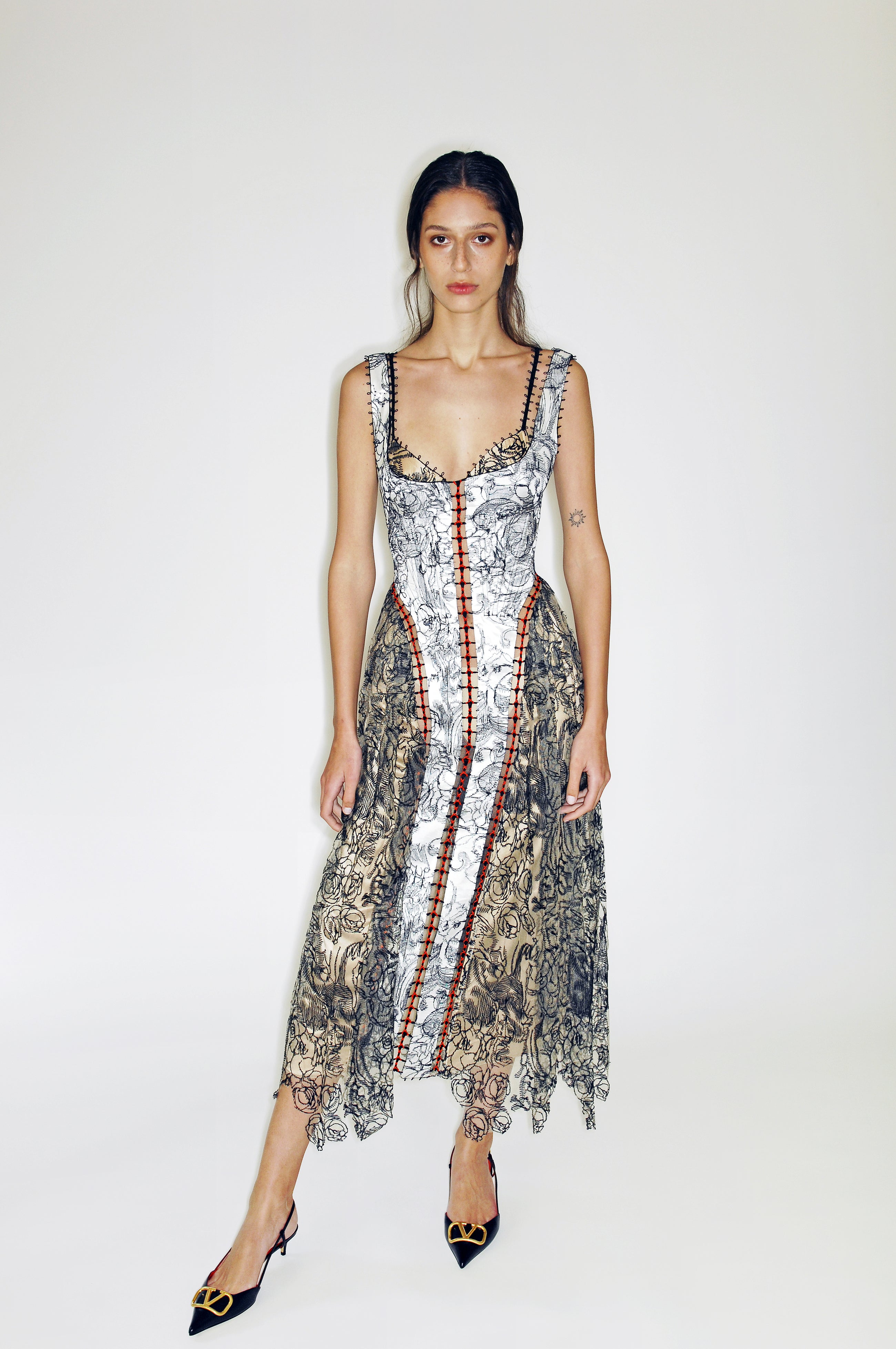 Crimson Trace Lace Midi Dress in White