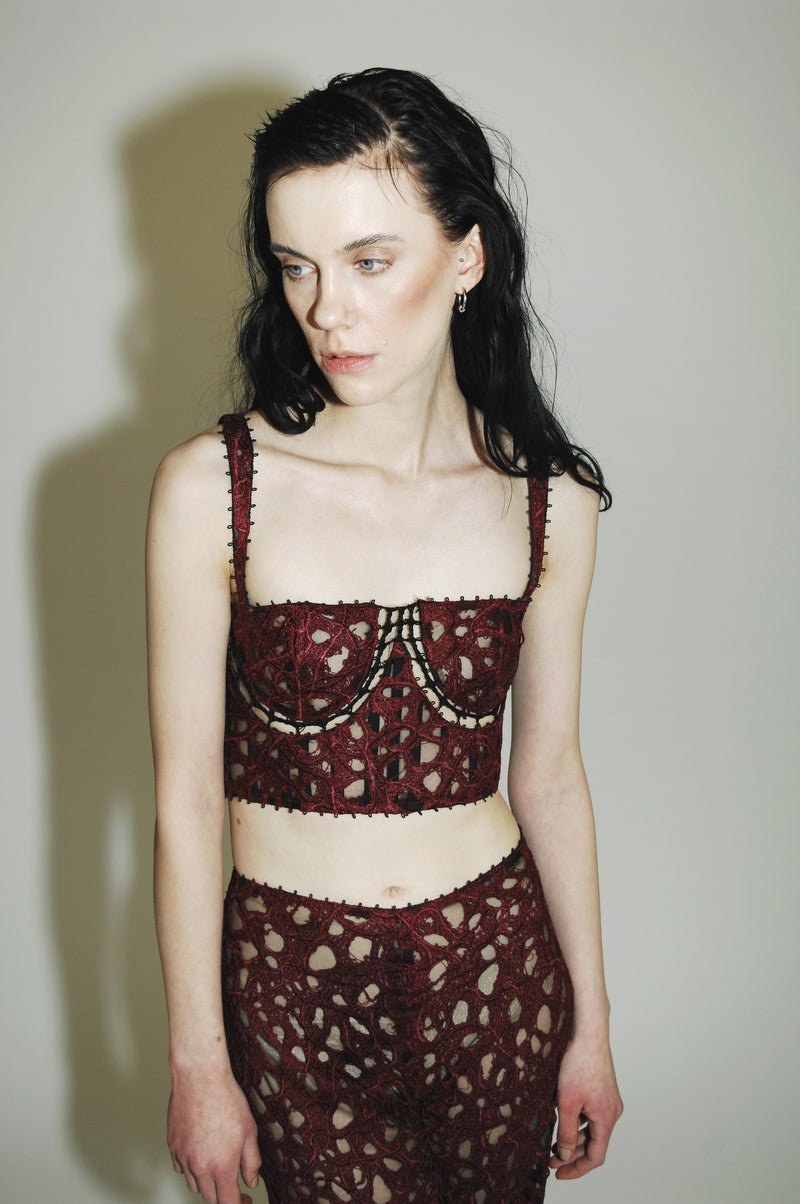 Statement-making corset for expressing innermost feelings through fashion - Burgundy