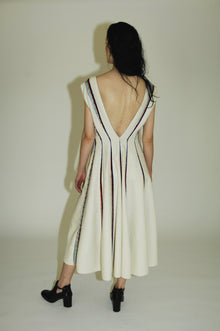 White handwoven in india off-the-shoulder V-neckline wedding silk dress