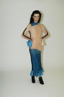 No Fucks Given, Hand-dyed multi-color maxi dress - Blue