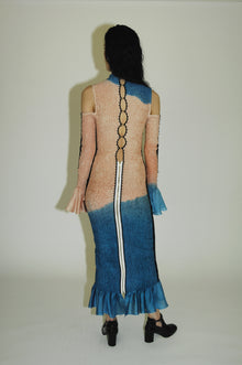 No Fucks Given, Hand-dyed multi-color maxi dress - Blue
