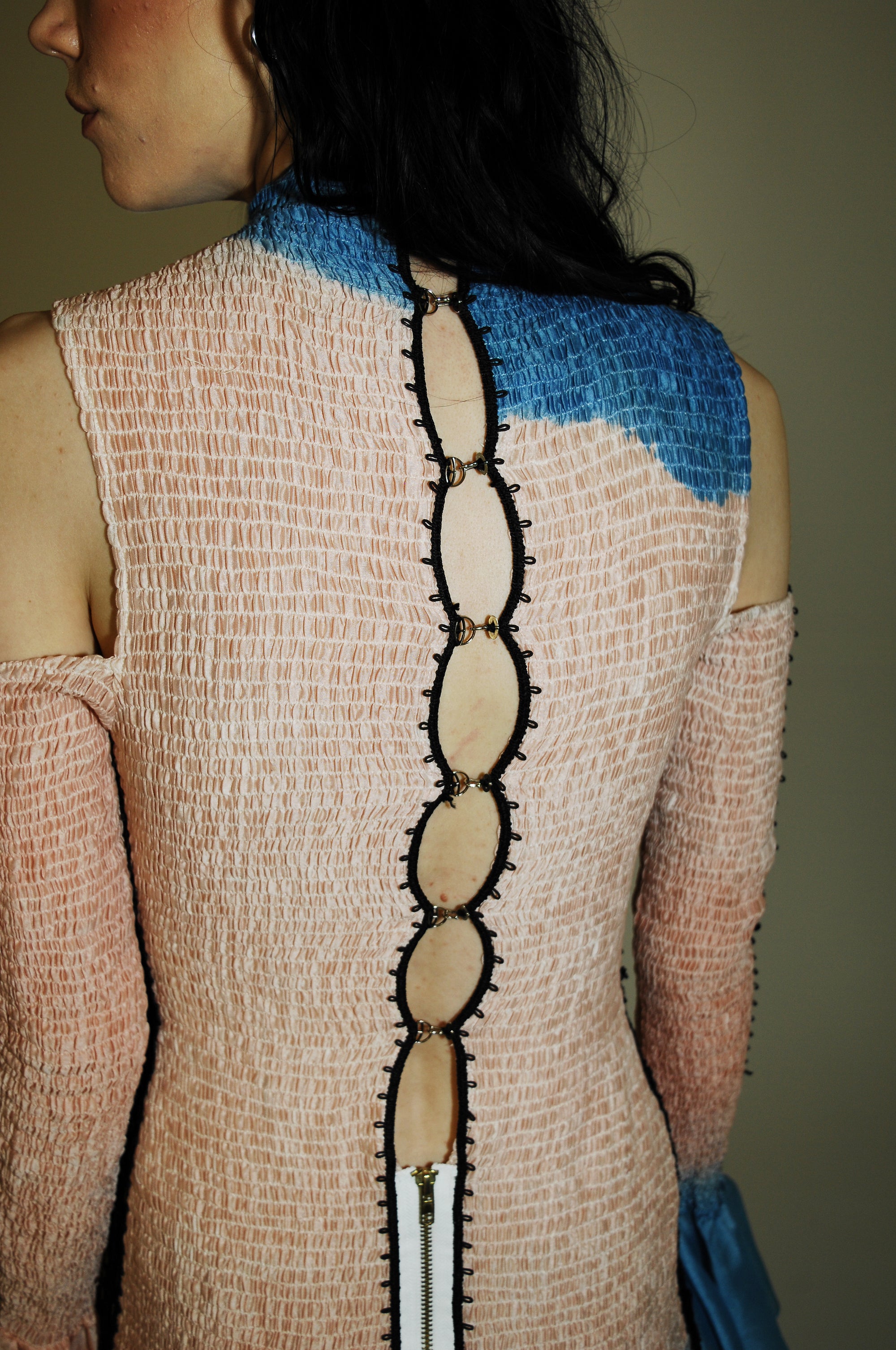 No Fucks Given, Hand-dyed multi-color maxi dress - Blue
