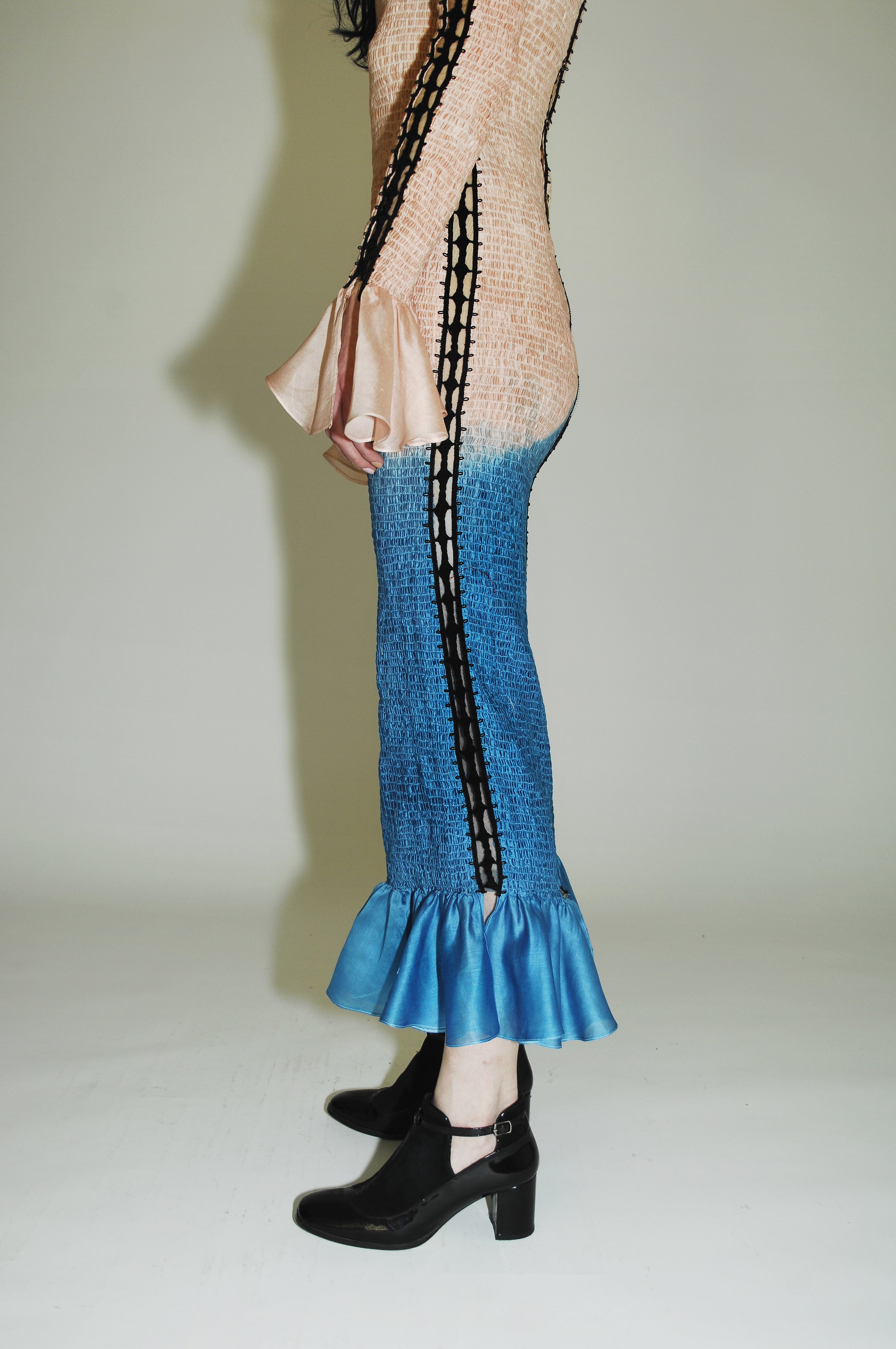 No Fucks Given, Hand-dyed multi-color maxi dress - Blue