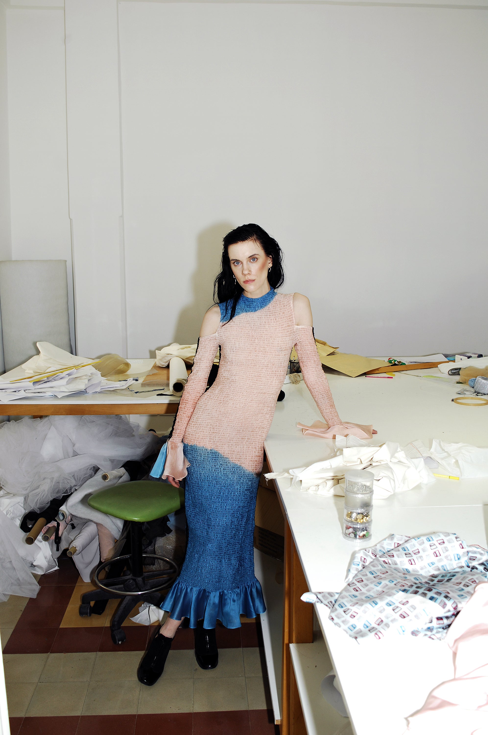 No Fucks Given, Hand-dyed multi-color maxi dress - Blue
