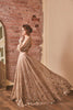 RoubaG's Lace Dress with Gold Lace Underlayer and Adjustable Sleeves