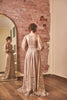 RoubaG's Lace Dress with Gold Lace Underlayer and Adjustable Sleeves