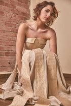 Bridal Elegance: Gold Ivory Wedding Dress by RoubaG