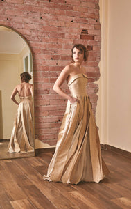 Bridal Elegance: Gold Ivory Wedding Dress by RoubaG