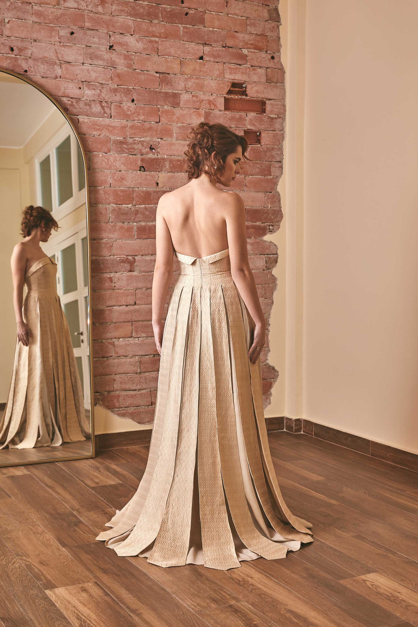 Bridal Elegance: Gold Ivory Wedding Dress by RoubaG