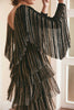 Black full fringe long sleeved lace dress - a fashion-forward statement for parties and events
