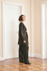 Couture Wedding Suit: Black and Gold Plain Woven Wool Silk Suit with Masculine Jacket - Handwoven in Bihar