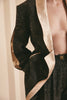 Couture Wedding Suit: Black and Gold Plain Woven Wool Silk Suit with Masculine Jacket - Handwoven in Bihar