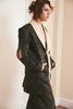 Couture Wedding Suit: Black and Gold Plain Woven Wool Silk Suit with Masculine Jacket - Handwoven in Bihar