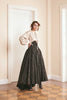 Ethical fashion choice: Handwoven Balkal silk skirt with corset waist and wide flare in black and beige
